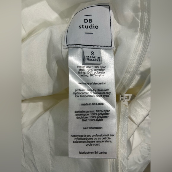 David's Bridal Girls Lace Flower Girl Dress Ivory Size 8 Formal NWT Wedding Bow - Picture 9 of 11